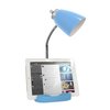 Limelights Gooseneck Organizer Desk Lamp with Holder and Charging Outlet, Blue LD1057-BLU